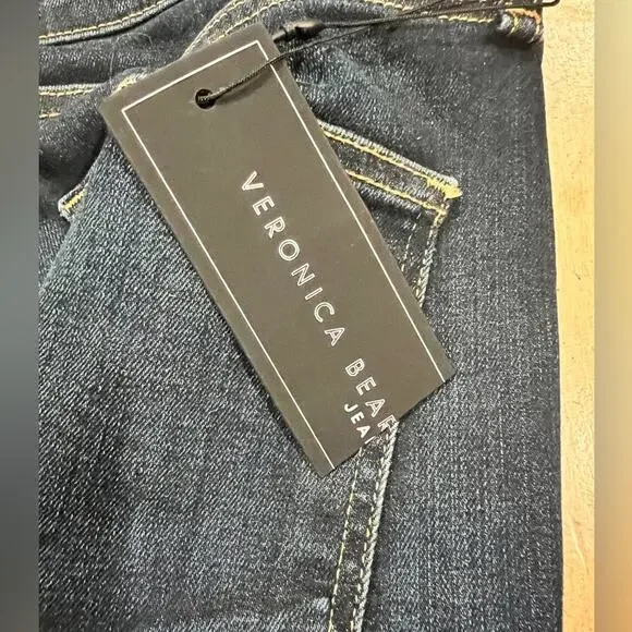 Veronica Beard Carolyn Baby Boot Button Fly Cropped Raw Hem Jeans Size 28 NWT